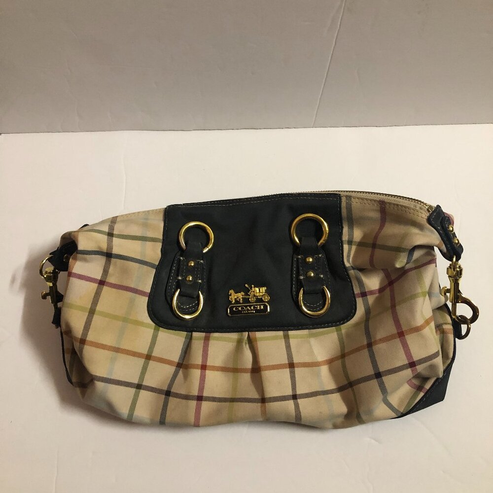 Coach Plaid Patterned Purse No Handles/Straps Zipper Closure - Picture 1 of 6